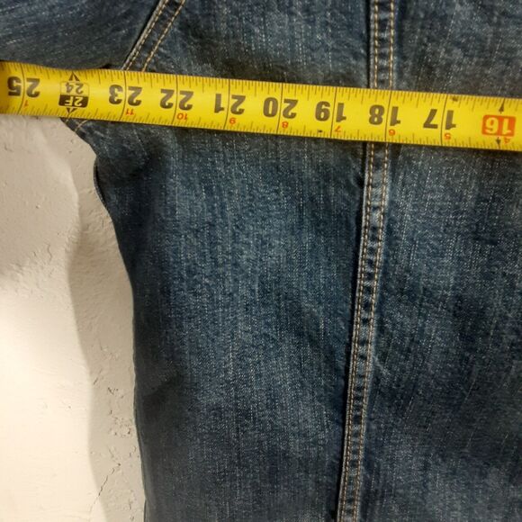 Levis Jean Jacket Adult Mens Large Blue Denim Trucker Work Blank Red Tab - Picture 9 of 10